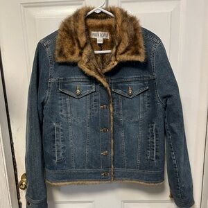 Marvin Richards Denim Jacket lined with Brown Faux Fur size medium